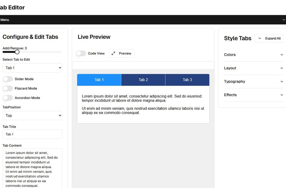 FlexTab configurator