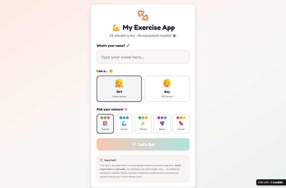 Kidness exercise app