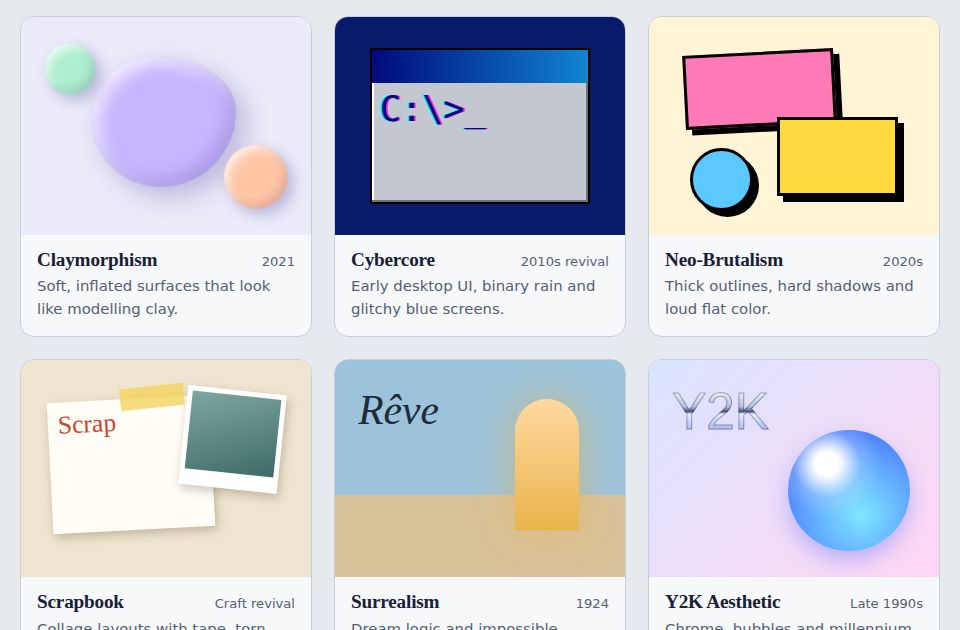 Vibestyle gallery of 43 visual style prompts